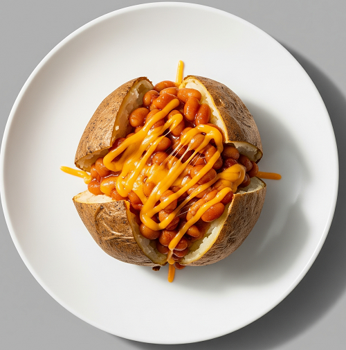 Baked Potato With Cheesy Beans 